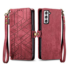 Handytasche Stand Schutzhülle Flip Leder Hülle S17D für Samsung Galaxy S21 FE 5G Rot