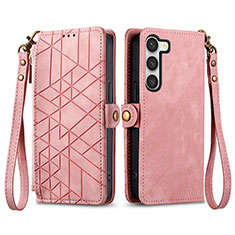 Handytasche Stand Schutzhülle Flip Leder Hülle S17D für Samsung Galaxy S24 5G Rosa