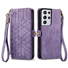 Handytasche Stand Schutzhülle Flip Leder Hülle S17D für Samsung Galaxy S24 Ultra 5G Violett