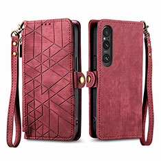 Handytasche Stand Schutzhülle Flip Leder Hülle S17D für Sony Xperia 1 V Rot