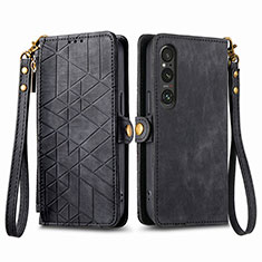 Handytasche Stand Schutzhülle Flip Leder Hülle S17D für Sony Xperia 1 V Schwarz