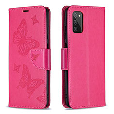 Handytasche Stand Schutzhülle Flip Leder Hülle Schmetterling B01F für Samsung Galaxy A02s Pink