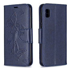 Handytasche Stand Schutzhülle Flip Leder Hülle Schmetterling B01F für Samsung Galaxy A10e Blau