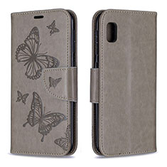 Handytasche Stand Schutzhülle Flip Leder Hülle Schmetterling B01F für Samsung Galaxy A10e Grau
