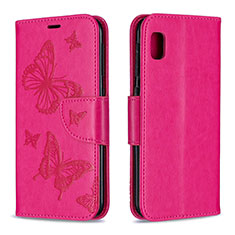 Handytasche Stand Schutzhülle Flip Leder Hülle Schmetterling B01F für Samsung Galaxy A10e Pink