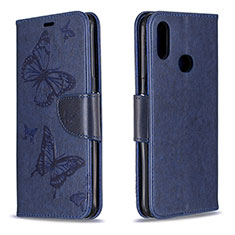 Handytasche Stand Schutzhülle Flip Leder Hülle Schmetterling B01F für Samsung Galaxy A10s Blau