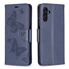 Handytasche Stand Schutzhülle Flip Leder Hülle Schmetterling B01F für Samsung Galaxy A13 5G Blau