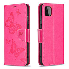 Handytasche Stand Schutzhülle Flip Leder Hülle Schmetterling B01F für Samsung Galaxy A22 5G Pink