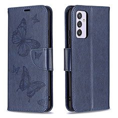 Handytasche Stand Schutzhülle Flip Leder Hülle Schmetterling B01F für Samsung Galaxy A24 4G Blau