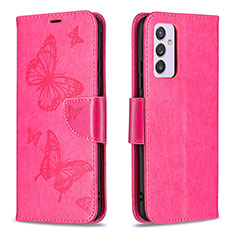 Handytasche Stand Schutzhülle Flip Leder Hülle Schmetterling B01F für Samsung Galaxy A24 4G Pink