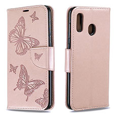 Handytasche Stand Schutzhülle Flip Leder Hülle Schmetterling B01F für Samsung Galaxy A30 Grün