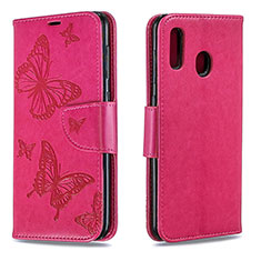 Handytasche Stand Schutzhülle Flip Leder Hülle Schmetterling B01F für Samsung Galaxy A30 Pink