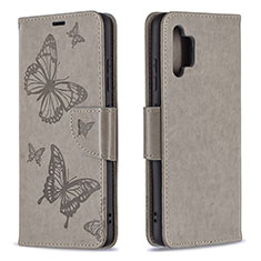 Handytasche Stand Schutzhülle Flip Leder Hülle Schmetterling B01F für Samsung Galaxy A32 5G Grau