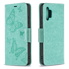 Handytasche Stand Schutzhülle Flip Leder Hülle Schmetterling B01F für Samsung Galaxy A32 5G Grün