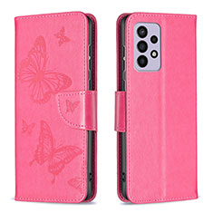 Handytasche Stand Schutzhülle Flip Leder Hülle Schmetterling B01F für Samsung Galaxy A33 5G Pink