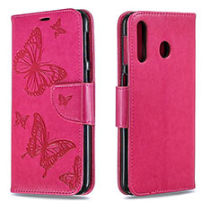 Handytasche Stand Schutzhülle Flip Leder Hülle Schmetterling B01F für Samsung Galaxy A40s Pink