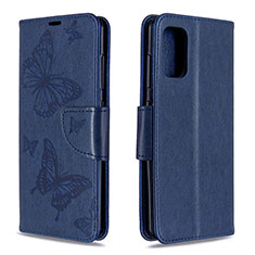 Handytasche Stand Schutzhülle Flip Leder Hülle Schmetterling B01F für Samsung Galaxy A41 Blau