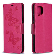 Handytasche Stand Schutzhülle Flip Leder Hülle Schmetterling B01F für Samsung Galaxy A42 5G Pink