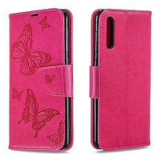 Handytasche Stand Schutzhülle Flip Leder Hülle Schmetterling B01F für Samsung Galaxy A50 Pink