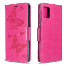 Handytasche Stand Schutzhülle Flip Leder Hülle Schmetterling B01F für Samsung Galaxy A51 4G Pink