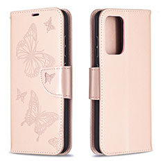 Handytasche Stand Schutzhülle Flip Leder Hülle Schmetterling B01F für Samsung Galaxy A52 5G Rosegold