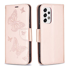 Handytasche Stand Schutzhülle Flip Leder Hülle Schmetterling B01F für Samsung Galaxy A53 5G Rosegold