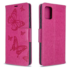 Handytasche Stand Schutzhülle Flip Leder Hülle Schmetterling B01F für Samsung Galaxy A71 4G A715 Pink