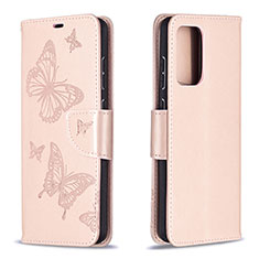 Handytasche Stand Schutzhülle Flip Leder Hülle Schmetterling B01F für Samsung Galaxy A72 4G Rosegold