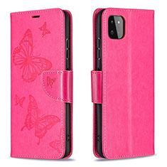 Handytasche Stand Schutzhülle Flip Leder Hülle Schmetterling B01F für Samsung Galaxy F42 5G Pink