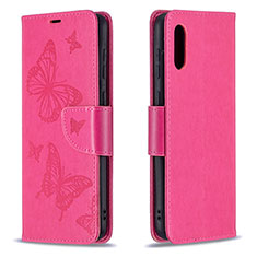 Handytasche Stand Schutzhülle Flip Leder Hülle Schmetterling B01F für Samsung Galaxy M02 Pink