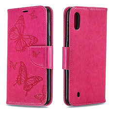 Handytasche Stand Schutzhülle Flip Leder Hülle Schmetterling B01F für Samsung Galaxy M10 Pink