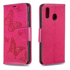 Handytasche Stand Schutzhülle Flip Leder Hülle Schmetterling B01F für Samsung Galaxy M10S Pink