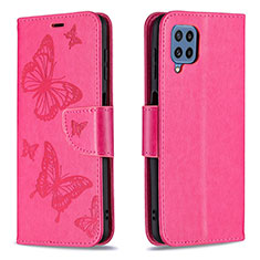 Handytasche Stand Schutzhülle Flip Leder Hülle Schmetterling B01F für Samsung Galaxy M32 4G Pink