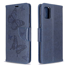 Handytasche Stand Schutzhülle Flip Leder Hülle Schmetterling B01F für Samsung Galaxy M40S Blau