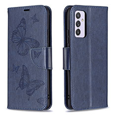 Handytasche Stand Schutzhülle Flip Leder Hülle Schmetterling B01F für Samsung Galaxy Quantum2 5G Blau