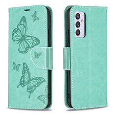 Handytasche Stand Schutzhülle Flip Leder Hülle Schmetterling B01F für Samsung Galaxy Quantum2 5G Grün