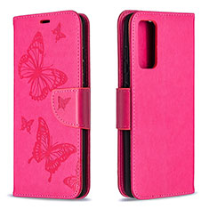 Handytasche Stand Schutzhülle Flip Leder Hülle Schmetterling B01F für Samsung Galaxy S20 FE (2022) 5G Pink