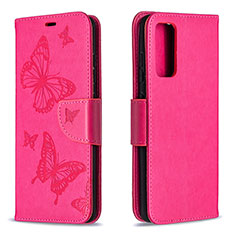 Handytasche Stand Schutzhülle Flip Leder Hülle Schmetterling B01F für Samsung Galaxy S20 Lite 5G Pink