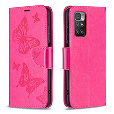 Handytasche Stand Schutzhülle Flip Leder Hülle Schmetterling B01F für Xiaomi Redmi Note 11 4G (2021) Pink