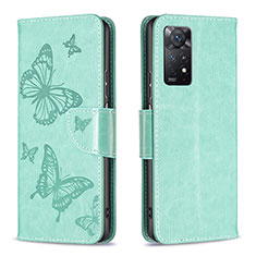Handytasche Stand Schutzhülle Flip Leder Hülle Schmetterling B01F für Xiaomi Redmi Note 11 Pro 5G Grün