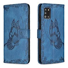 Handytasche Stand Schutzhülle Flip Leder Hülle Schmetterling B02F für Samsung Galaxy A31 Blau