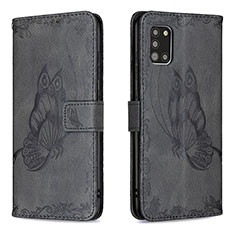 Handytasche Stand Schutzhülle Flip Leder Hülle Schmetterling B02F für Samsung Galaxy A31 Schwarz