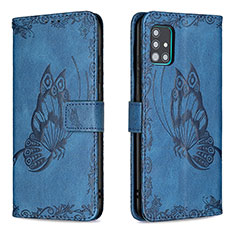 Handytasche Stand Schutzhülle Flip Leder Hülle Schmetterling B02F für Samsung Galaxy A51 5G Blau