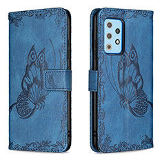 Handytasche Stand Schutzhülle Flip Leder Hülle Schmetterling B02F für Samsung Galaxy A52 4G Blau