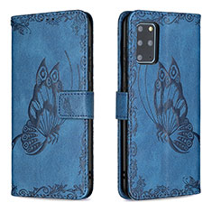 Handytasche Stand Schutzhülle Flip Leder Hülle Schmetterling B02F für Samsung Galaxy S20 Plus Blau