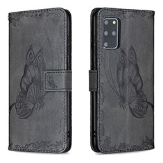 Handytasche Stand Schutzhülle Flip Leder Hülle Schmetterling B02F für Samsung Galaxy S20 Plus Schwarz