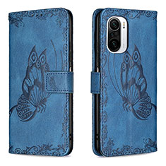 Handytasche Stand Schutzhülle Flip Leder Hülle Schmetterling B02F für Xiaomi Mi 11X 5G Blau