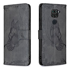 Handytasche Stand Schutzhülle Flip Leder Hülle Schmetterling B02F für Xiaomi Redmi 10X 4G Schwarz