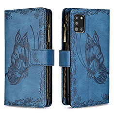 Handytasche Stand Schutzhülle Flip Leder Hülle Schmetterling B03F für Samsung Galaxy A31 Blau