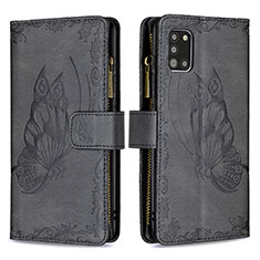 Handytasche Stand Schutzhülle Flip Leder Hülle Schmetterling B03F für Samsung Galaxy A31 Schwarz